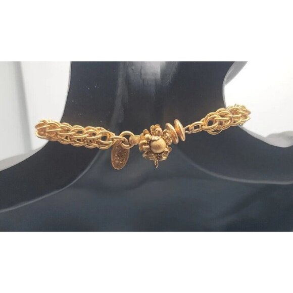 Miriam Haskell Puka Shell Raw Coral Necklace Vintage 15" Gold Tone Wheat Chain - Picture 14 of 16